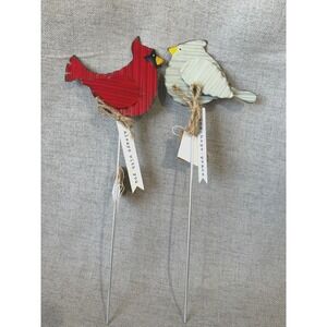 MudPie Cardinal Garden Stakes Set Planter Picks Always With You Joy Hope Peace
